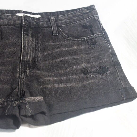 KanCan Black Denim Distressed Shorts Size Medium - Picture 3 of 9